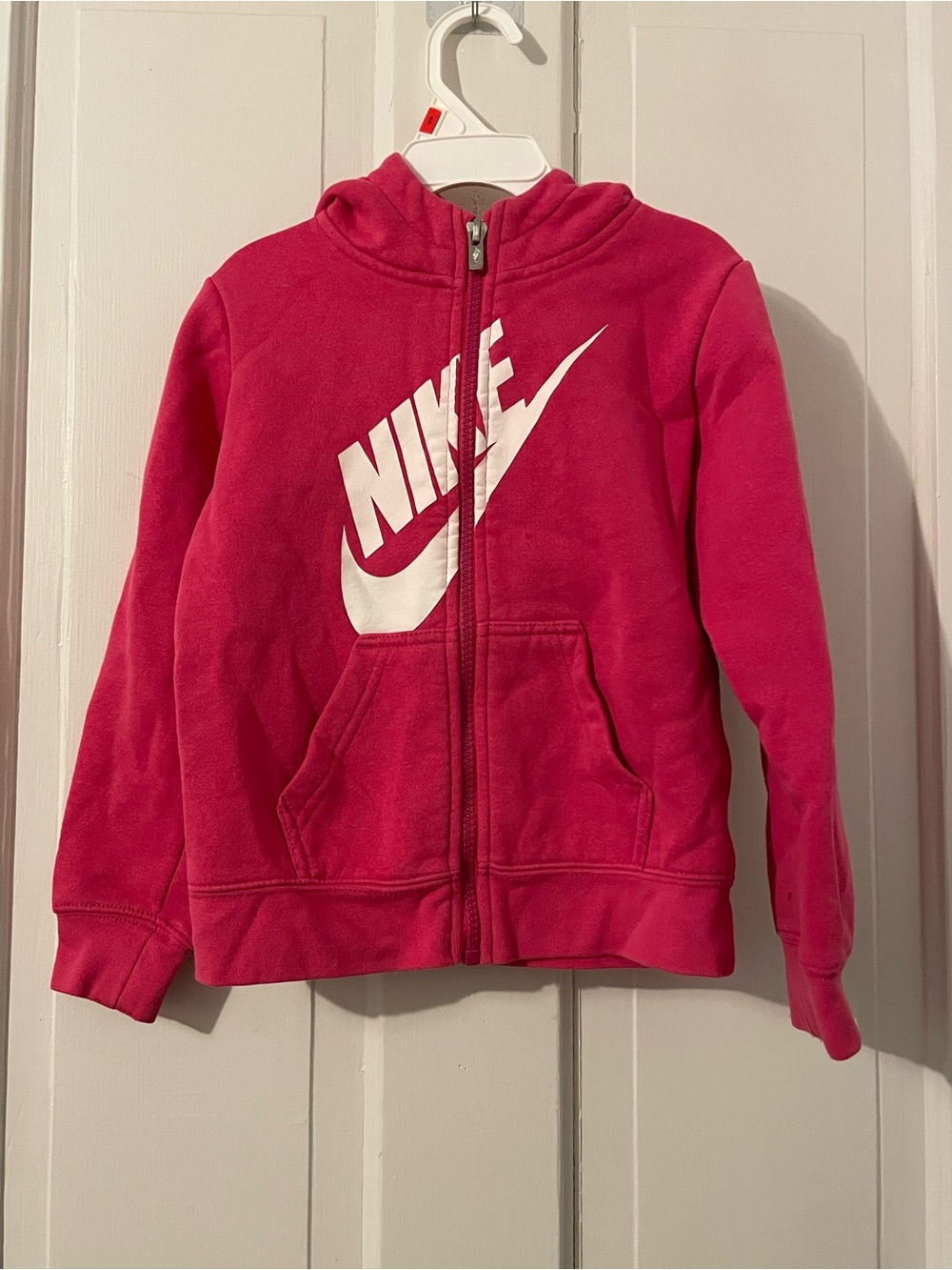 Nike Bright Pink Kids Full-Zip Hoodie with White Logo Size 4T